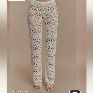 Meshki Cream Crochet Trousers